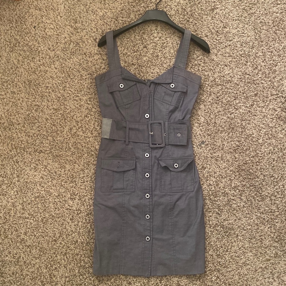 Pin-up sailor style dress with pockets and belt